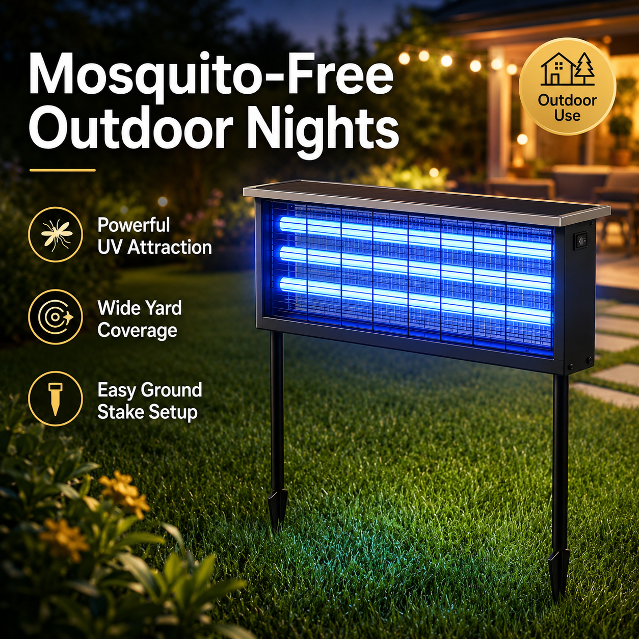 Solar Mosquito Killer Lamp 4500V for Patio & Garden
