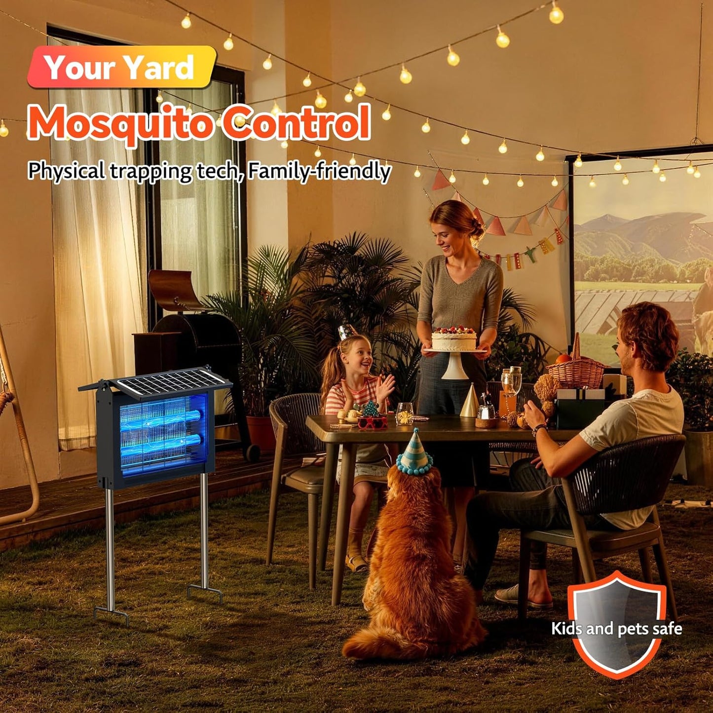 Solar Mosquito Killer Lamp 4500V for Patio & Garden
